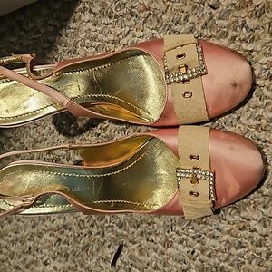 Pink satin heels